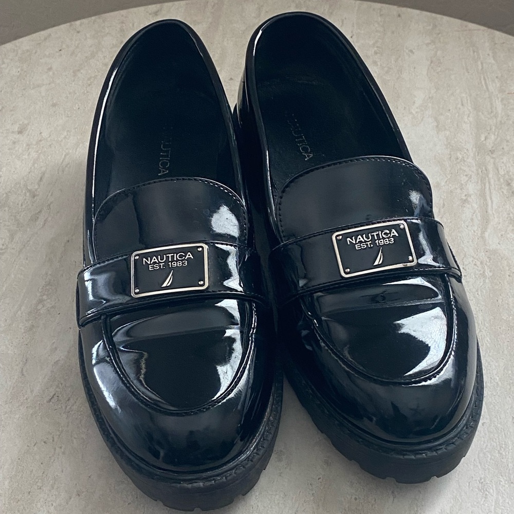 Nautica Shiny Black Loafers
